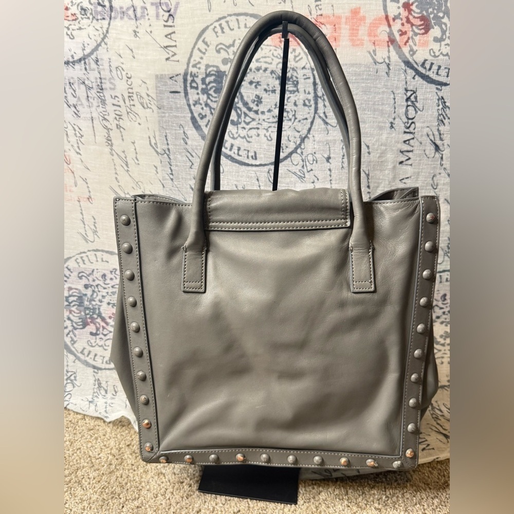 Loeffler Randall Leather Suede Gray Green Purse
